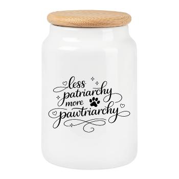 less patriarchy, more pawtriarchy - Cookie Jar with Wooden Lid - white - Front