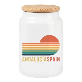 Andalousie, Espagne - Boîte à biscuits avec couvercle en bois - blanc - Devant
