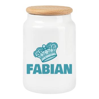 Fabian - Cookie Jar with Wooden Lid - white - Front