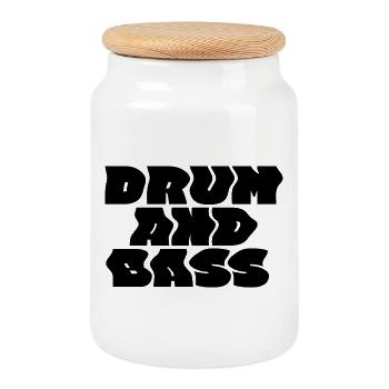 Logo Drum and Bass Audace et ondulé - Boîte à biscuits avec couvercle en bois - blanc - Devant
