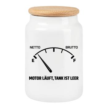 Engine runs tank empty - Cookie Jar with Wooden Lid - white - Front