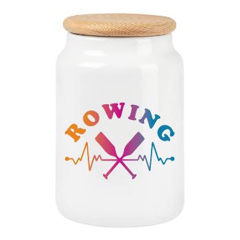 Aviron Sports nautiques - Boîte à biscuits avec couvercle en bois - blanc - Devant