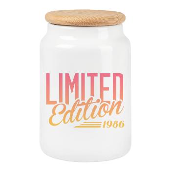 1986 Édition limitée - Boîte à biscuits avec couvercle en bois - blanc - Devant