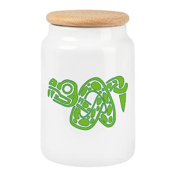Green Snake Knot - Cookie Jar with Wooden Lid - white - Front