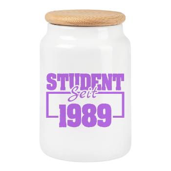 Student 1989 - Cookie Jar with Wooden Lid - white - Front
