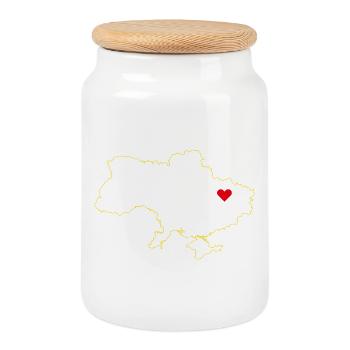 Ukraine Landkarte - Minimalistisches Gold-Design m - Keksdose mit Holzdeckel - Weiß - Vorne