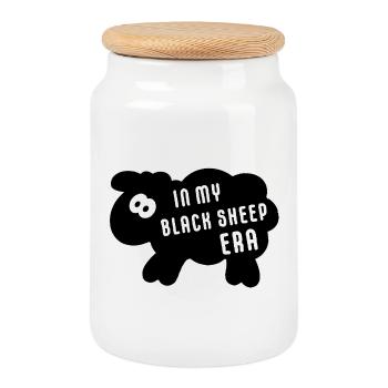 À mon époque de Black Sheep – Diction minimaliste - Boîte à biscuits avec couvercle en bois - blanc - Devant