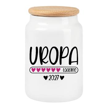 Great-grandpa 2027 loading with heart loading bar - Cookie Jar with Wooden Lid - white - Front