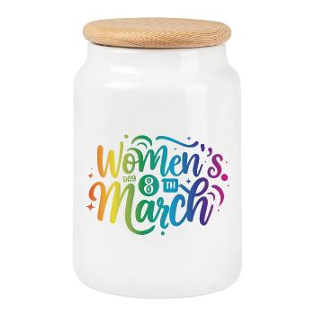 Women Day 8th March - Keksdose mit Holzdeckel - Weiß - Vorne