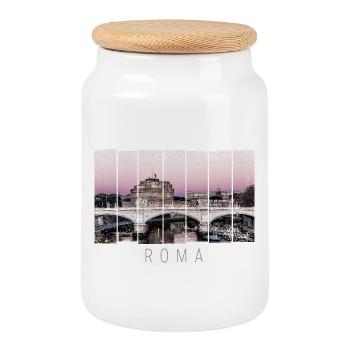 Rome Retro Italy Vintage Sunset Souvenir - Cookie Jar with Wooden Lid - white - Front
