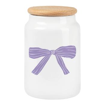 Ruban lavande - Boîte à biscuits avec couvercle en bois - blanc - Devant