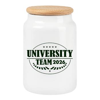 Uni Team 2026 Vintage-Stempel - Keksdose mit Holzdeckel - Weiß - Vorne
