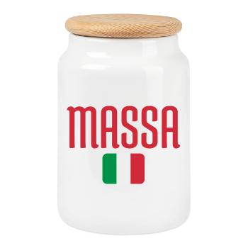Massa Italy Flag  - Cookie Jar with Wooden Lid - white - Front