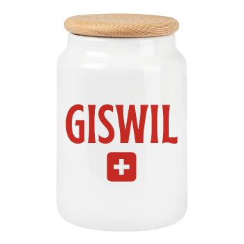 GISWIL Drapeau suisse - Boîte à biscuits avec couvercle en bois - blanc - Devant
