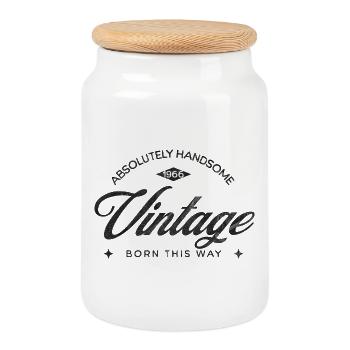 Vintage Born This Way – Absolutely Handsome 60 - Cookie Jar with Wooden Lid - white - Front