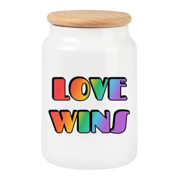 Love Wins Rainbow Gradient - Cookie Jar with Wooden Lid - white - Front