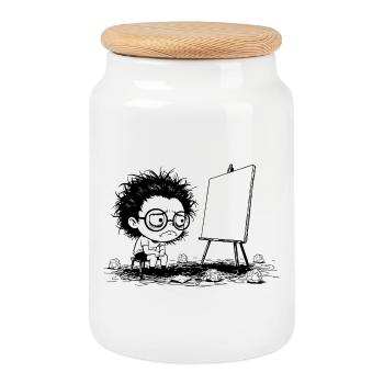 Artiste Blocage Créatif Toile Vide Manga - Boîte à biscuits avec couvercle en bois - blanc - Devant