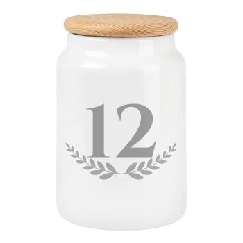 12 - Cookie Jar with Wooden Lid - white - Front