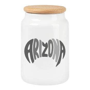 Arizona Schriftzug - Keksdose mit Holzdeckel - Weiß - Vorne