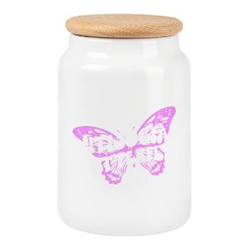 Graphique inspirant de fan papillon - Boîte à biscuits avec couvercle en bois - blanc - Devant