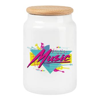 Neon Music Retro Vibe - Cookie Jar with Wooden Lid - white - Front