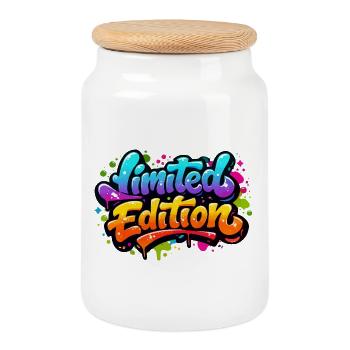 Édition limitée - Boîte à biscuits avec couvercle en bois - blanc - Devant