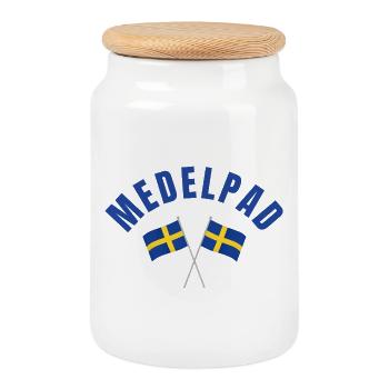 Drapeaux suédois de Medelpad - Boîte à biscuits avec couvercle en bois - blanc - Devant