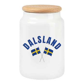 Drapeaux suédois du Dalsland - Boîte à biscuits avec couvercle en bois - blanc - Devant