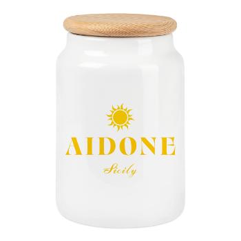 Aidone Sicily Sun  - Cookie Jar with Wooden Lid - white - Front