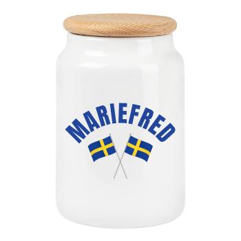 Drapeaux suédois de Mariefred - Boîte à biscuits avec couvercle en bois - blanc - Devant