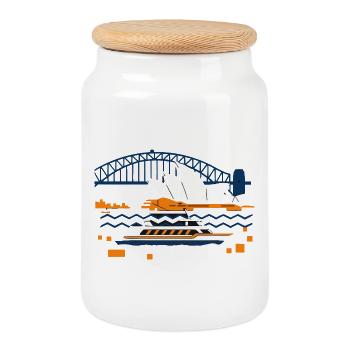 Sydney Opera Harbour Bridge Skyline - Keksdose mit Holzdeckel - Weiß - Vorne