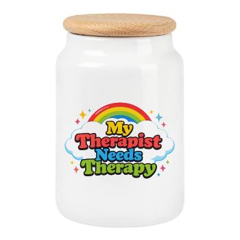 Mein Therapeut braucht Therapie - Keksdose mit Holzdeckel - Weiß - Vorne