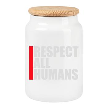 Déclaration du respect de tous les humains : l’humanité - Boîte à biscuits avec couvercle en bois - blanc - Devant