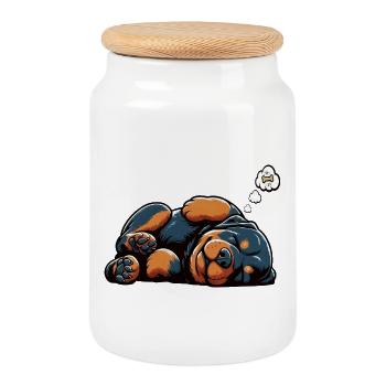 Rottweiler Propriétaire de Rottweiler Lovers - Boîte à biscuits avec couvercle en bois - blanc - Devant