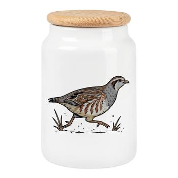 Perdrix Grise Sauvage Nature Campagne Course - Boîte à biscuits avec couvercle en bois - blanc - Devant
