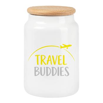 Compagnons de voyage - Boîte à biscuits avec couvercle en bois - blanc - Devant