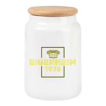 1976 - Cookie Jar with Wooden Lid - white - Front