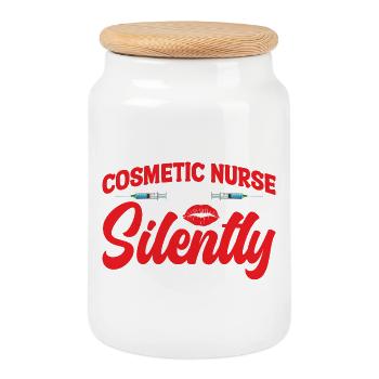  Aesthetic Nurse Lip Surgery Injector Botox - Cookie Jar with Wooden Lid - white - Front