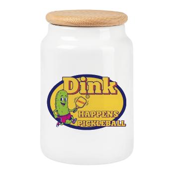 Pickleball Dink Happen, drôle d’amour du pickleball - Boîte à biscuits avec couvercle en bois - blanc - Devant