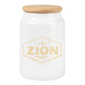 T-shirt du badge du parc national de Zion - Boîte à biscuits avec couvercle en bois - blanc - Devant