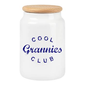 Cadeau de la fête des grand-mères du Cool Grannies Club - Boîte à biscuits avec couvercle en bois - blanc - Devant