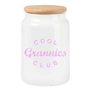 Cool Grannies Club Grandmother Mother's Day Gift - Cookie Jar with Wooden Lid - white - Front