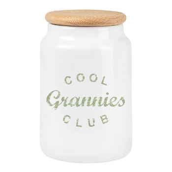 Cool Grannies Club Grandmother Mother's Day Gift - Cookie Jar with Wooden Lid - white - Front
