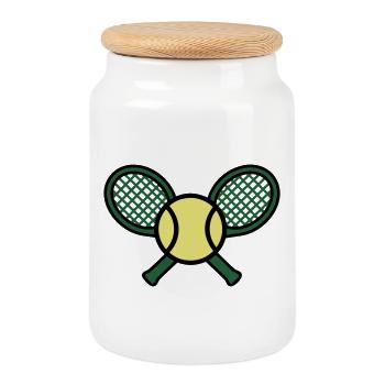 Blason rétro de balle de raquette de tennis - Boîte à biscuits avec couvercle en bois - blanc - Devant