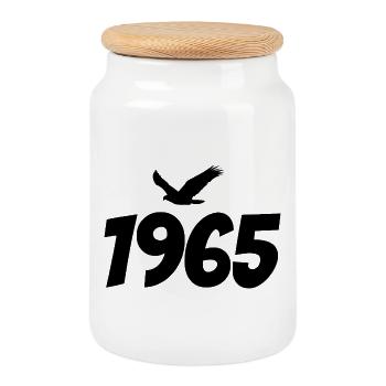 Graphique vintage d’aigle vintage 1965 - Boîte à biscuits avec couvercle en bois - blanc - Devant