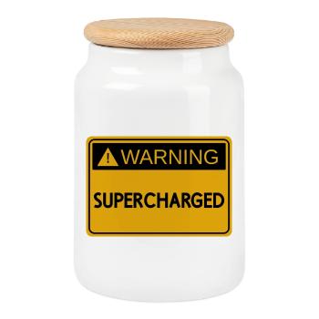 USDM sticker - SUPERCHARGED - Boîte à biscuits avec couvercle en bois - blanc - Devant