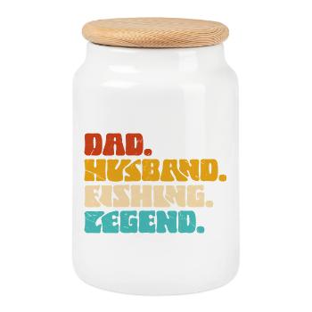 Papa Ehemann Angler Legende - Keksdose mit Holzdeckel - Weiß - Vorne