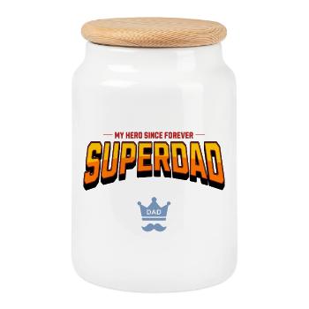 Superpapa - Boîte à biscuits avec couvercle en bois - blanc - Devant