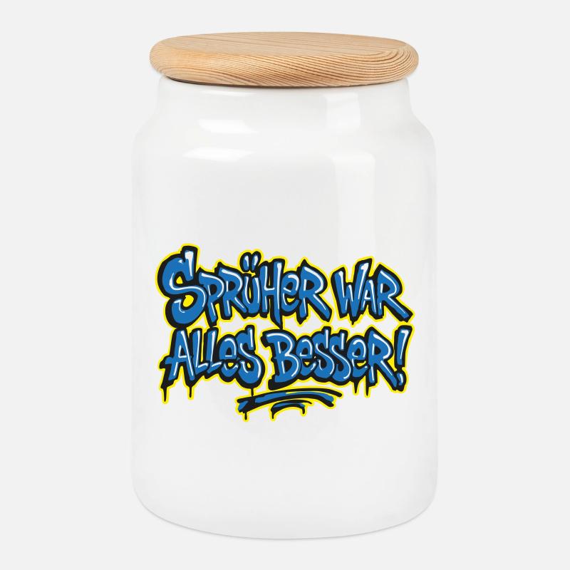 Sprayer was all better! 2 - Cookie Jar with Wooden Lid - white