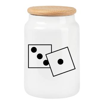 says - Cookie Jar with Wooden Lid - white - Front